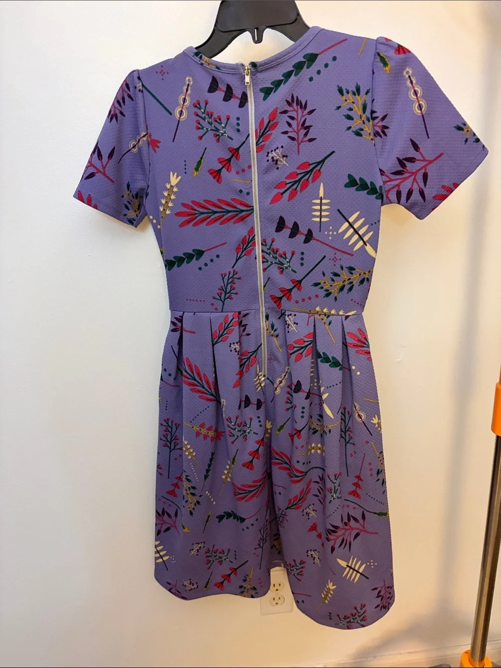 LuLaRoe Lavender Floral Short Sleeve Fit & Flare Dress